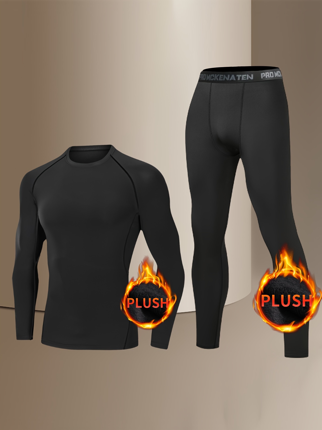 Men's Thermal Underwear Set - 2pcs Fleece Compression Long Sleeve Top and High Stretch Breathable Tights, Ideal for Winter Hunting and Skiing, Autumn and Winter Outdoor Warmth